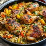 Riz au four poulet légumes
