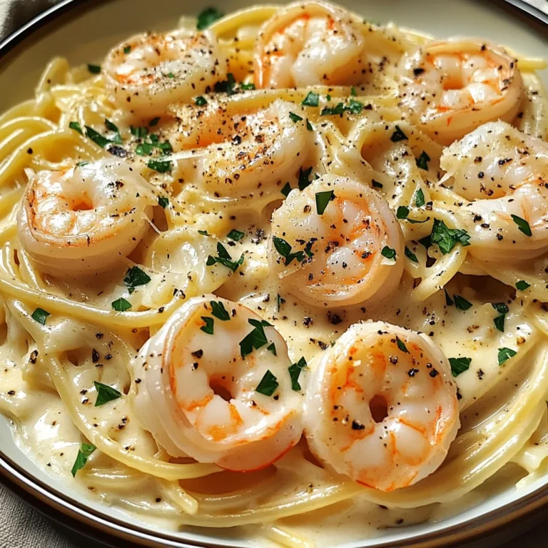 Pâtes crémeuses ail crevettes