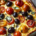 Clafoutis salé aux tomates cerise, olives et chèvre