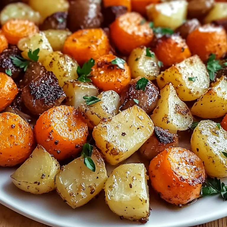 Oignons, Carottes et Pommes de Terre Rôtis au Four