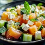 Salade de melon, concombre et feta