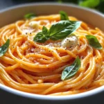 Spaghetti à la Crème de Poivron Rouge et Mozzarella